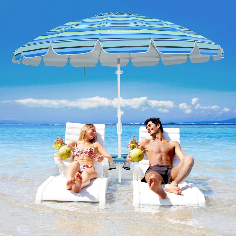 8.5ft | Built-in Table Tray & Hook | Beach Umbrella