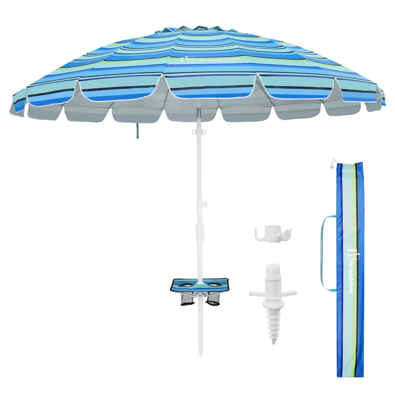 8.5ft | Built-in Table Tray & Hook | Beach Umbrella