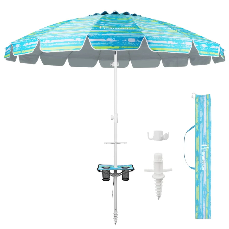8.5ft | Built-in Table Tray & Hook | Beach Umbrella