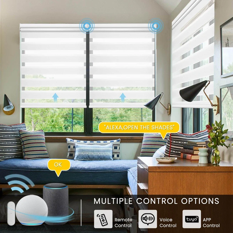 Motorized | Light Filtering | Rechargeable | Zebra Shades | Customizable
