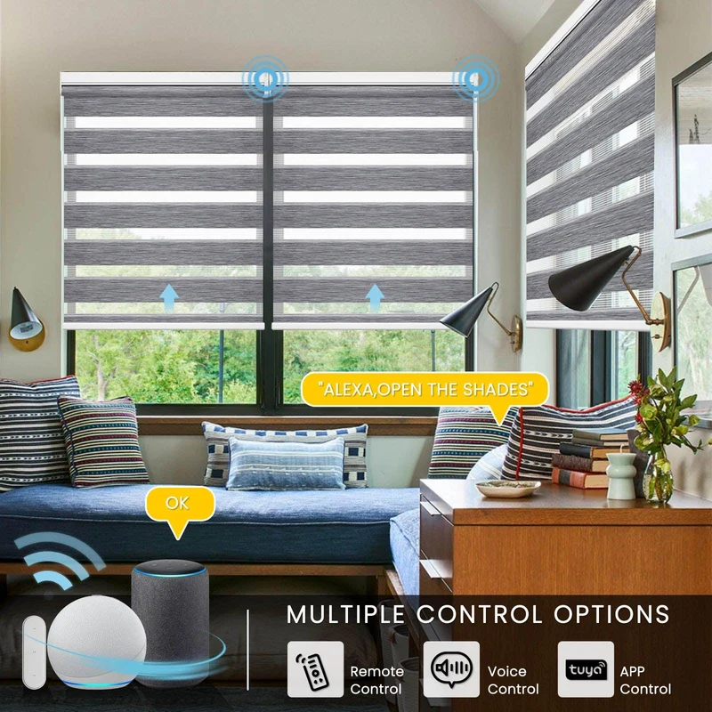 Motorized | Light Filtering | Rechargeable | Zebra Shades | Customizable