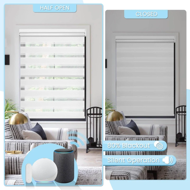 Motorized | Light Filtering | Rechargeable | Zebra Shades | Customizable