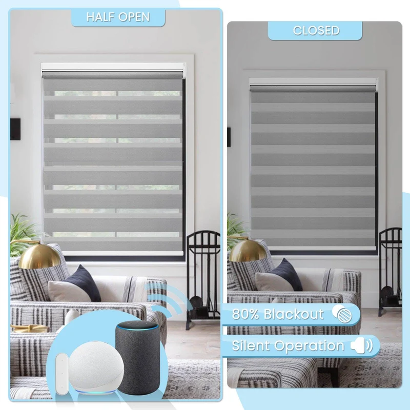 Motorized | Light Filtering | Rechargeable | Zebra Shades | Customizable