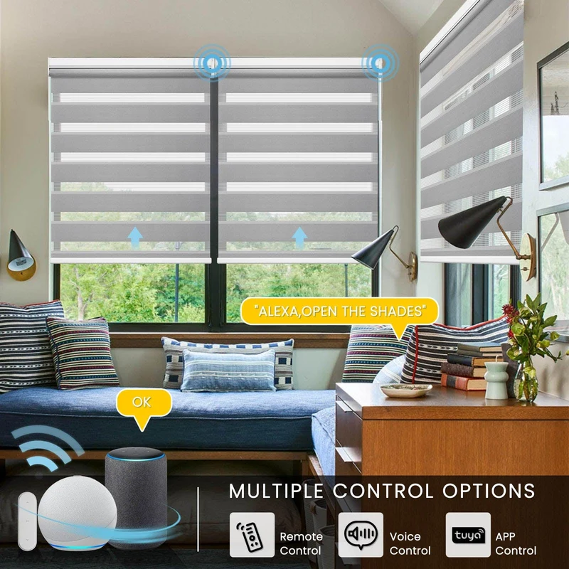 Motorized | Light Filtering | Rechargeable | Zebra Shades | Customizable