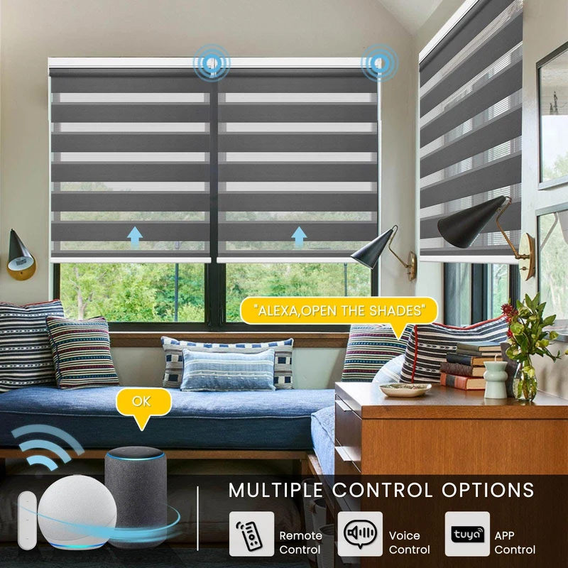 Motorized | Light Filtering | Rechargeable | Zebra Shades | Customizable