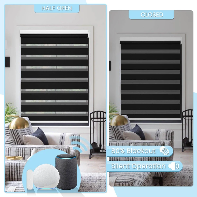 Motorized | Light Filtering | Rechargeable | Zebra Shades | Customizable