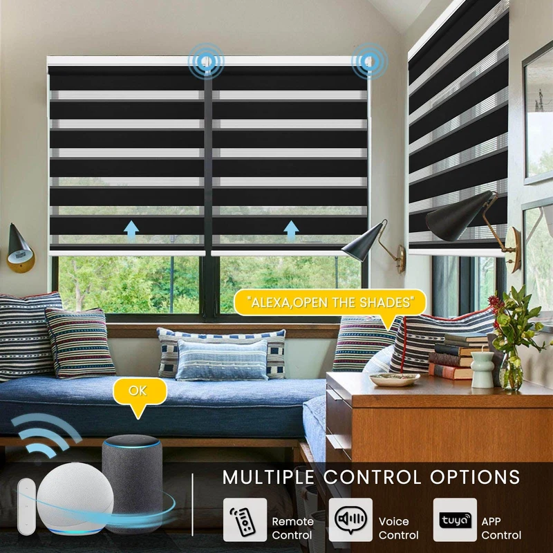 Motorized | Light Filtering | Rechargeable | Zebra Shades | Customizable