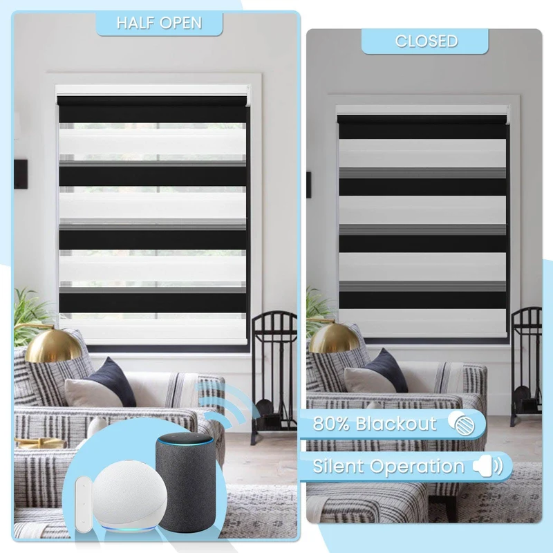 Motorized | Light Filtering | Rechargeable | Zebra Shades | Customizable