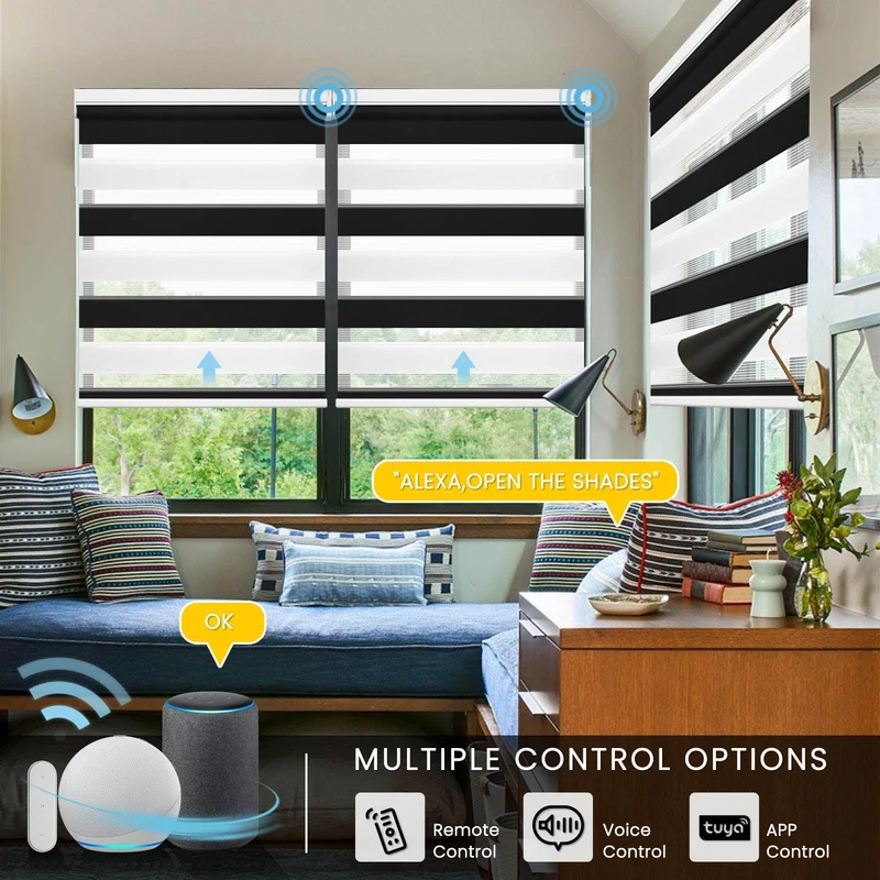 Motorized | Light Filtering | Rechargeable | Zebra Shades | Customizable