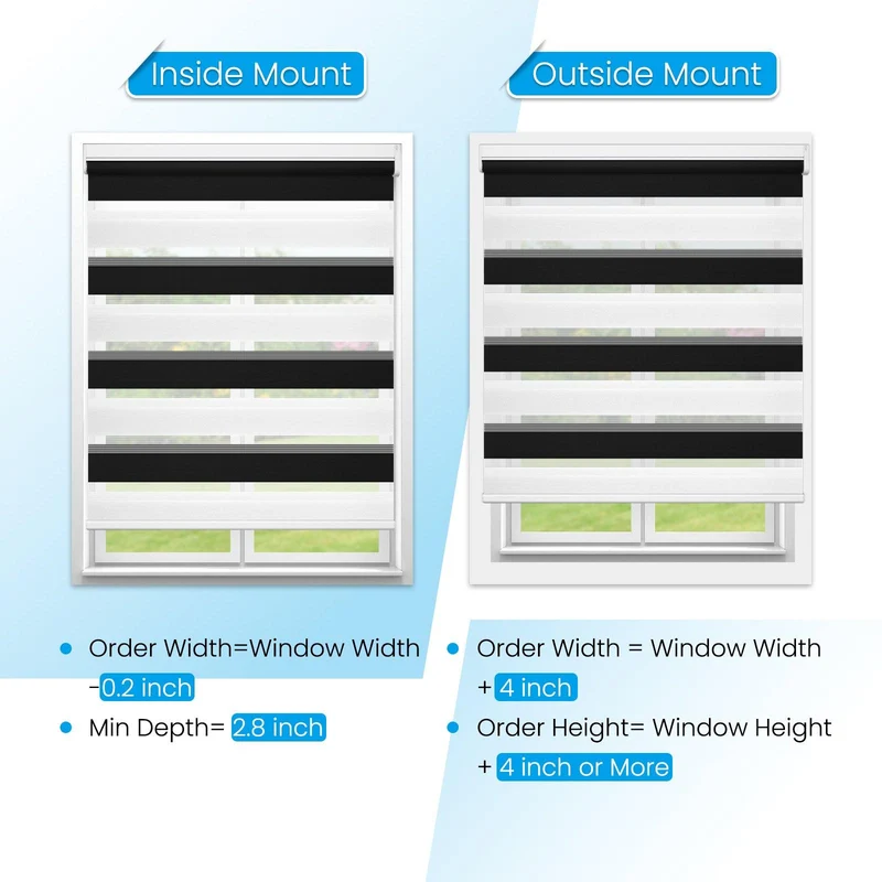 Motorized | Light Filtering | Rechargeable | Zebra Shades | Customizable