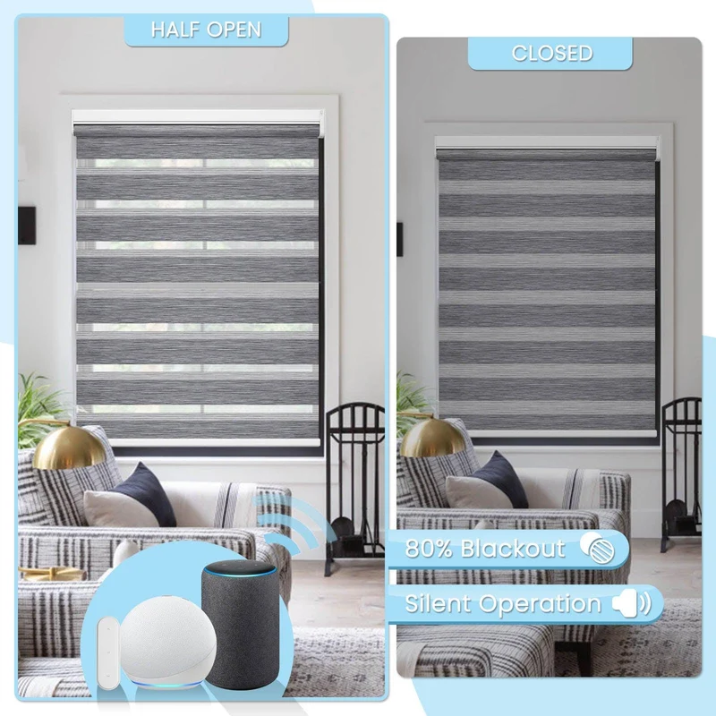 Motorized | Light Filtering | Rechargeable | Zebra Shades | Customizable