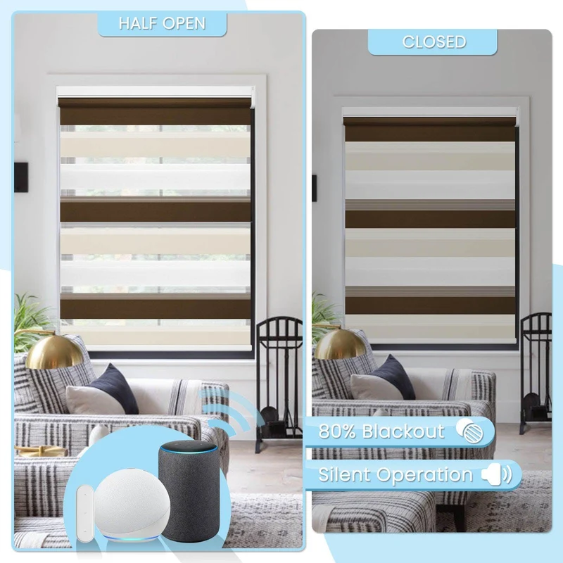 Motorized | Light Filtering | Rechargeable | Zebra Shades | Customizable