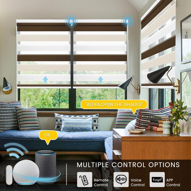 Motorized | Light Filtering | Rechargeable | Zebra Shades | Customizable