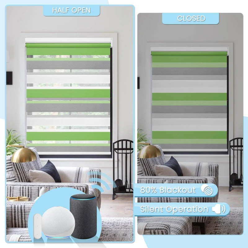 Motorized | Light Filtering | Rechargeable | Zebra Shades | Customizable