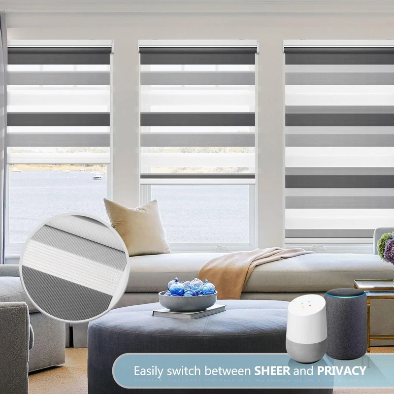 Motorized | Light Filtering | Rechargeable | Zebra Shades | Customizable