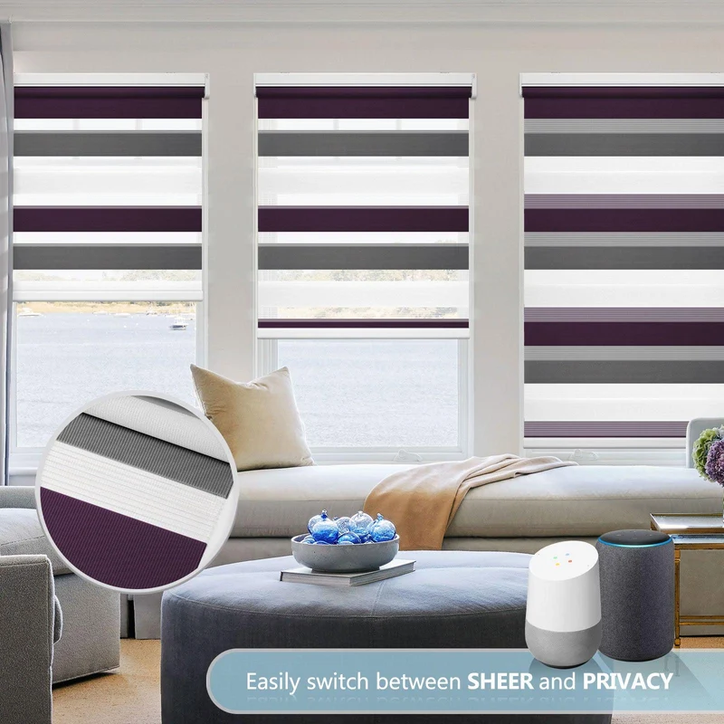 Motorized | Light Filtering | Rechargeable | Zebra Shades | Customizable