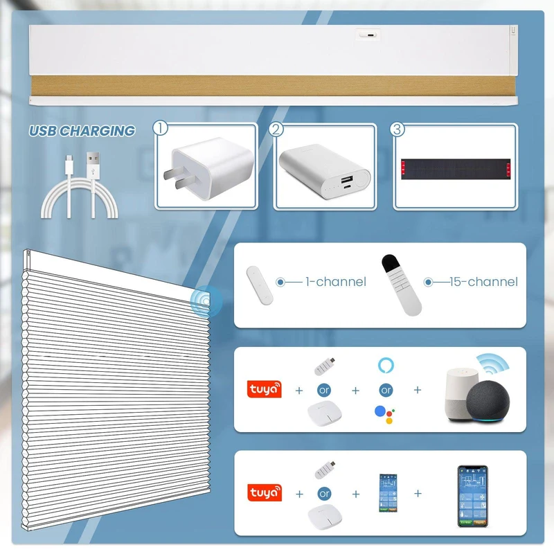 Motorized | Light Filtering | Rechargeable | Cellular Shades | Customizable