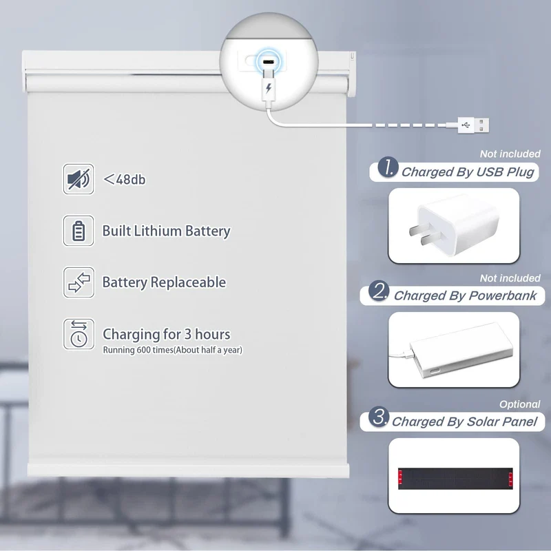 Motorized | Light Filtering | Rechargeable | Roller Shades | Customizable