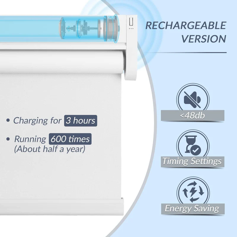 Motorized | Light Filtering | Rechargeable | Roller Shades | Customizable