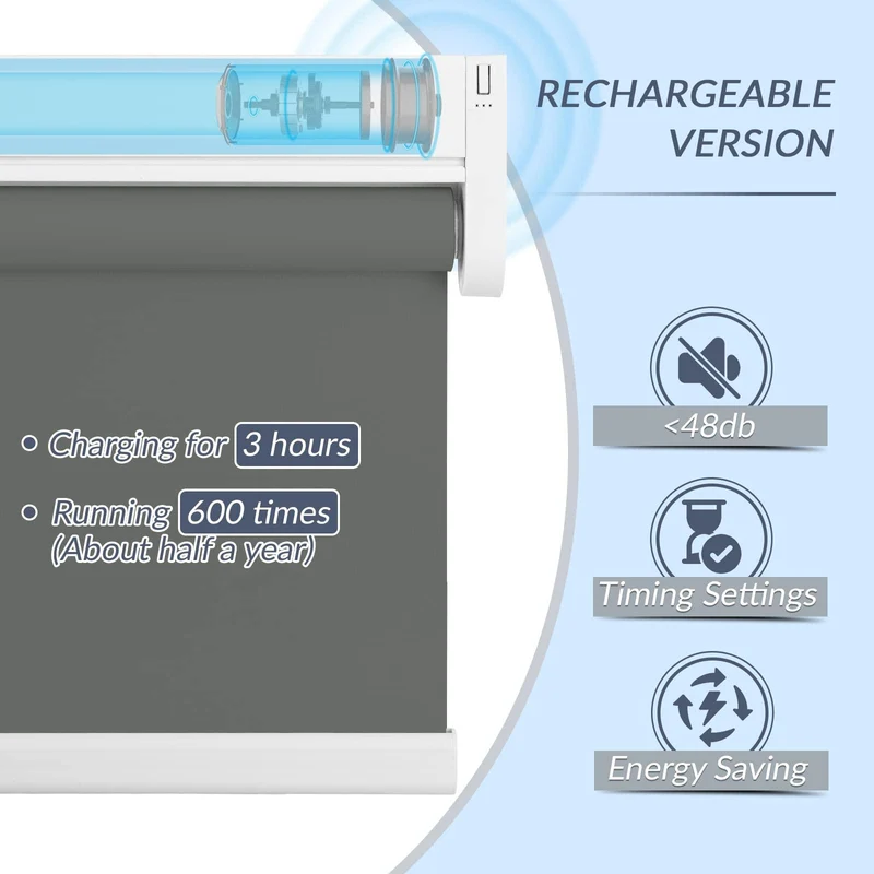 Motorized | Light Filtering | Rechargeable | Roller Shades | Customizable