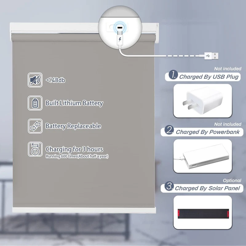 Motorized | Light Filtering | Rechargeable | Roller Shades | Customizable