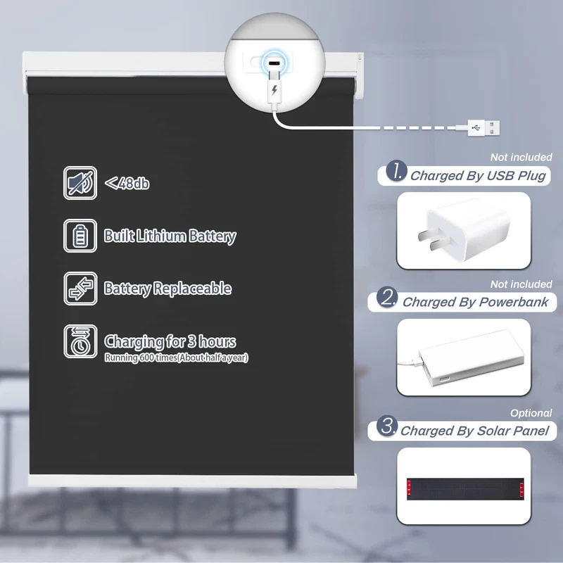 Motorized | Light Filtering | Rechargeable | Roller Shades | Customizable