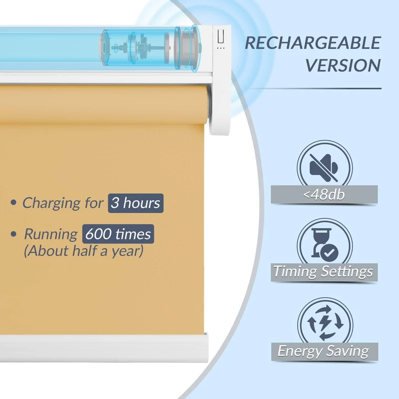 Motorized | Light Filtering | Rechargeable | Roller Shades | Customizable