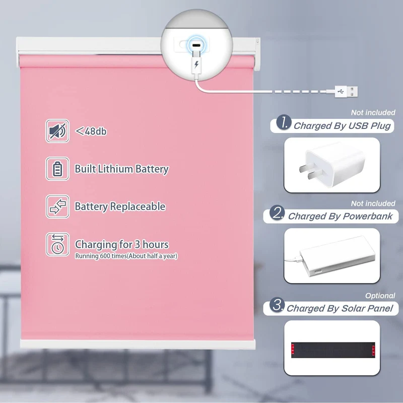 Motorized | Light Filtering | Rechargeable | Roller Shades | Customizable