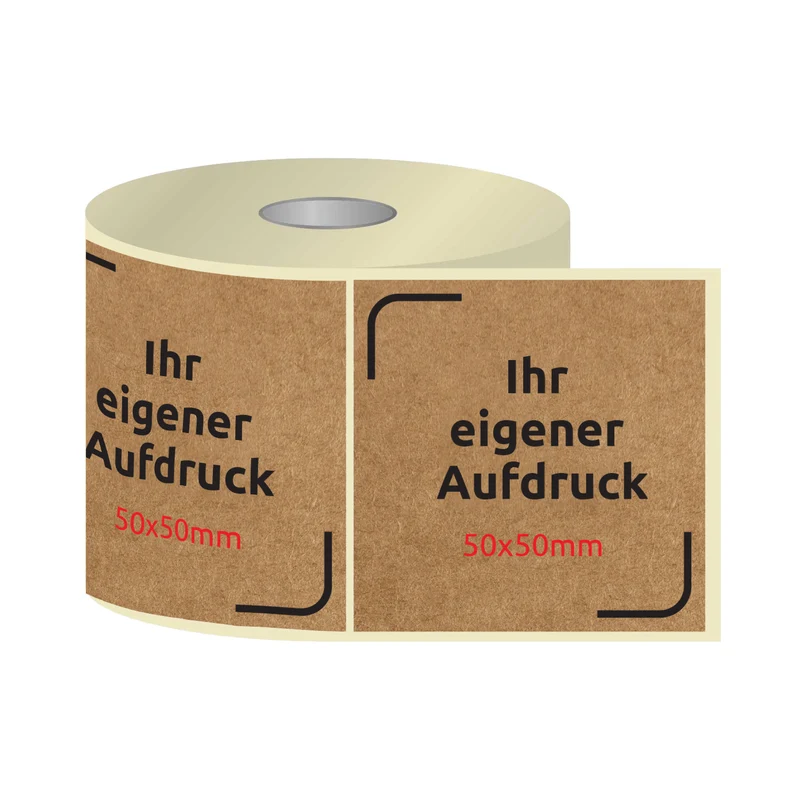 Thermotransfer-Etiketten, Aufkleber mit Aufdruck KRAFT 50 x 50 mm QUADRAT (verschiedene Ausführungen)