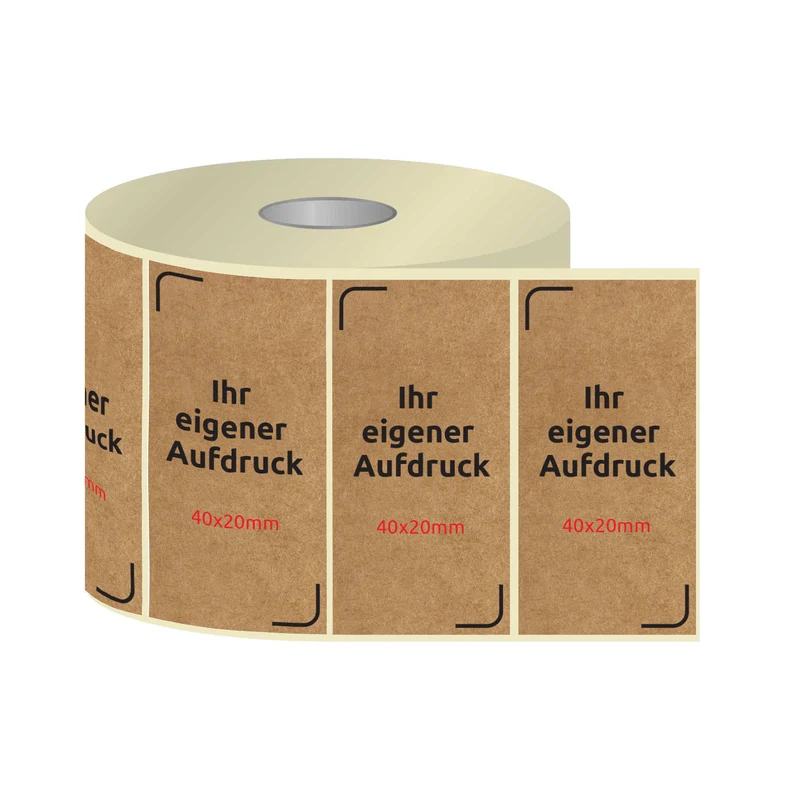 Thermotransfer-Etiketten, Aufkleber mit Aufdruck KRAFT 40 x 20 mm RECHTECK (verschiedene Ausführungen)