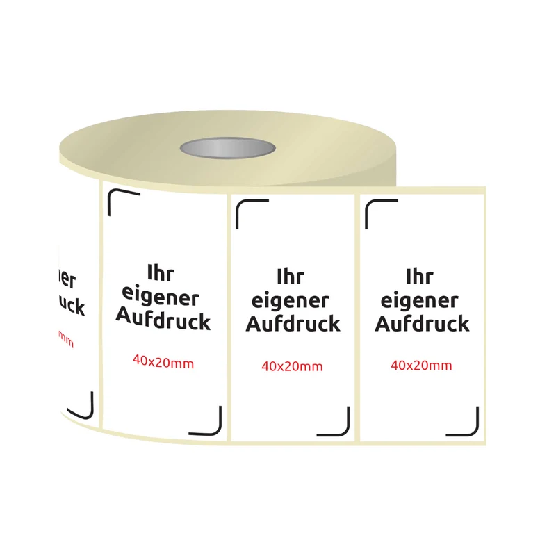 Etiketten, Aufkleber mit Aufdruck 40 x 20 mm RECHTECK (verschiedene Ausführungen)