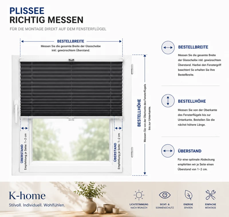 Klemmfix Plissee "FLORIDA" einzigartiges Design mit bezauberndem Lichteffekt