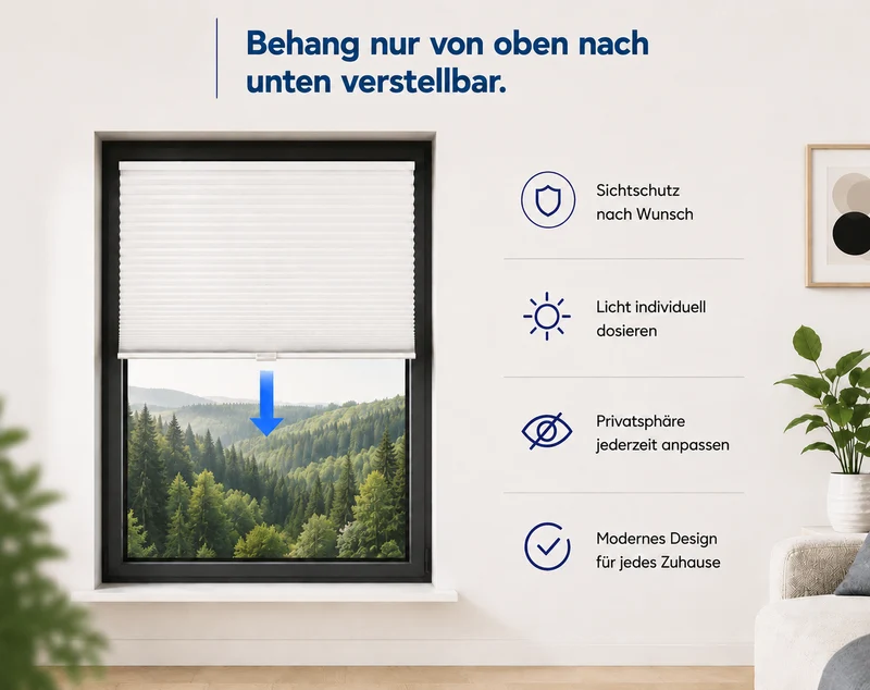 Klebe-Plissee "COMO", Lichtschutz, freihängend