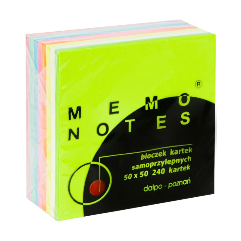 MEMO NOTES Haftnotizen-Block 50 x 50 mm, 240 Blatt, Neonfarben