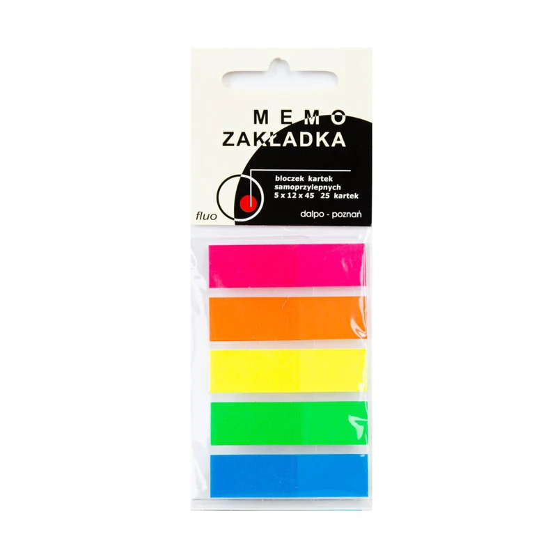Memo Notes Haftstreifen 12×45 mm, 5 Fluofarben à 25 Blatt (insgesamt 125 Stück)