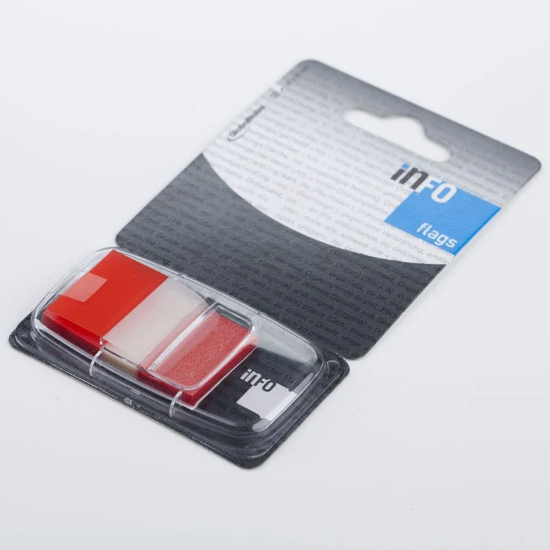 INFO FLAGS selbstklebende Markierungsstreifen im Spender 25×43 mm / 50 Blätter, rot