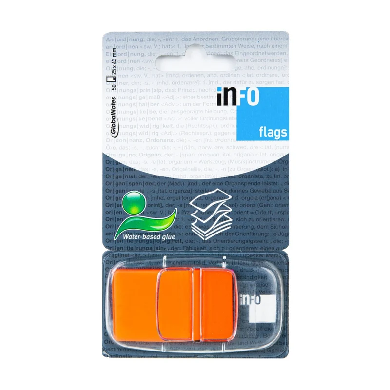 INFO FLAGS selbstklebende Markierungsstreifen im Spender 25×43 mm / 50 Blätter, orange