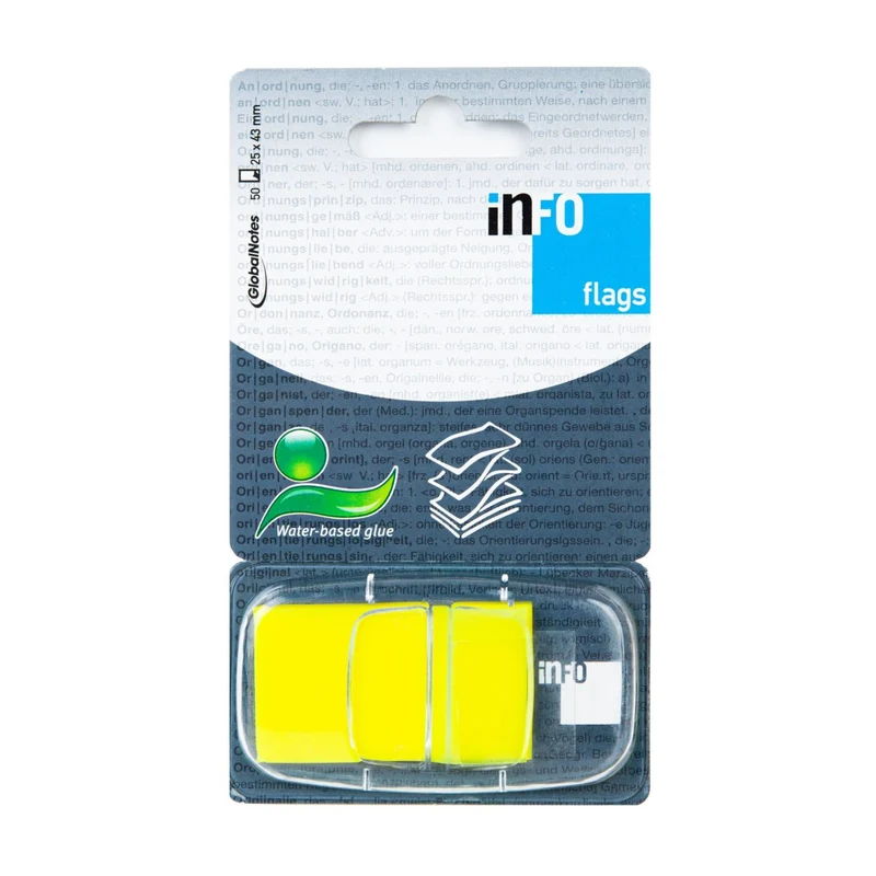 INFO FLAGS selbstklebende Markierungsstreifen im Spender 25×43 mm / 50 Blätter, gelb