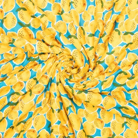 No. 2003 Viskosesatin Zitronen gelb blau