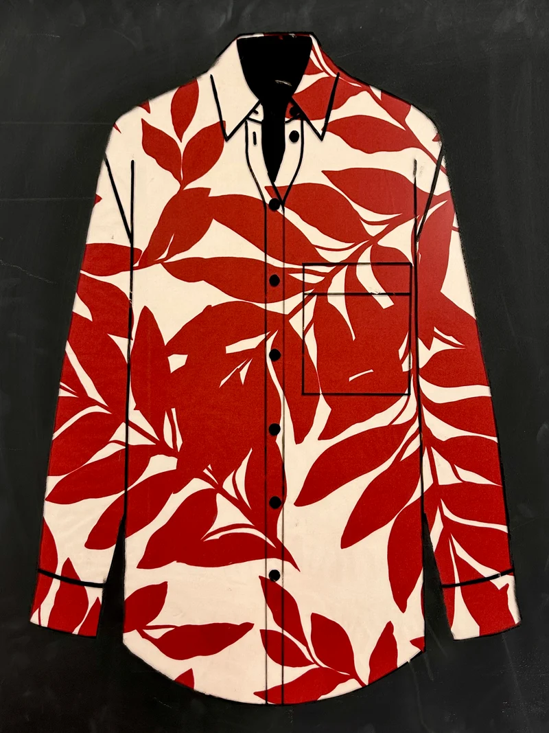 No. 2028 Seidencrepe rote Blätter