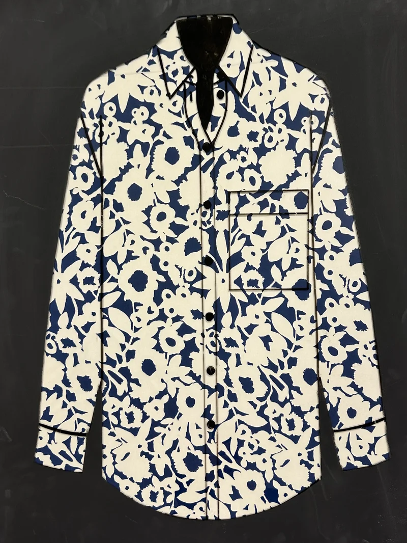 No. 2046 Seidencrepe blau weiß