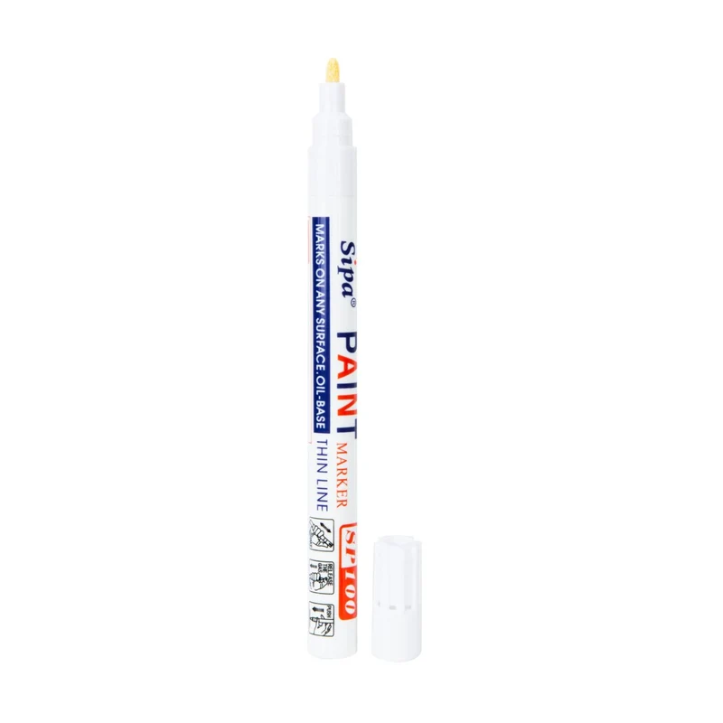 Lackmarker SP100, fein, Metallgehäuse, Farbe: Weiß