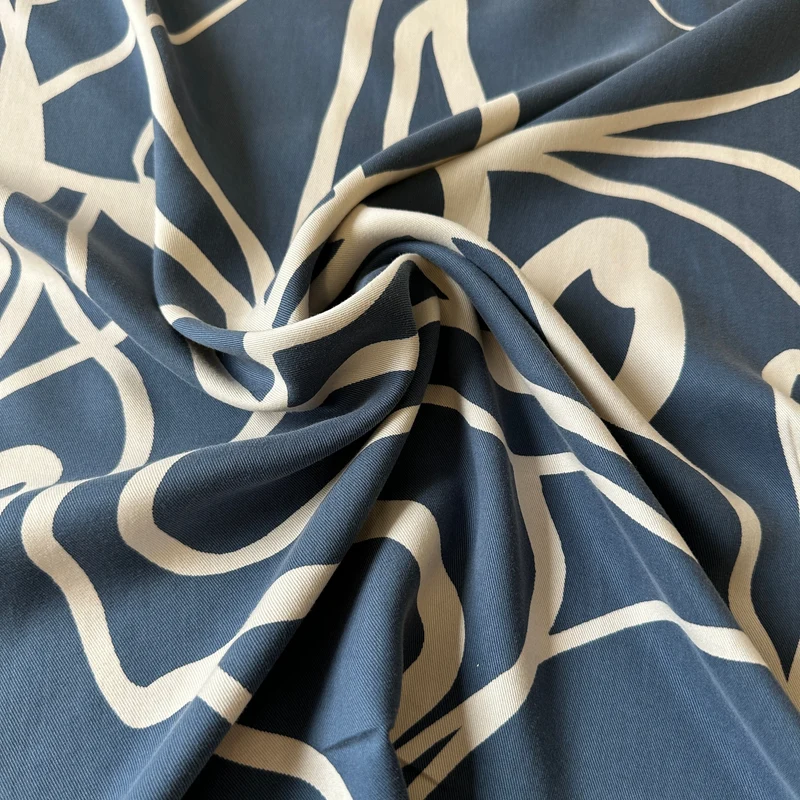 No. 1582 Tencel bedruckt jeansblau | 1,00m