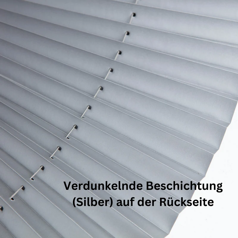 Klemmfix-Plissee "THERMO" Silberne Rückseite, Verdunklung, ohne Bohren, verspannt