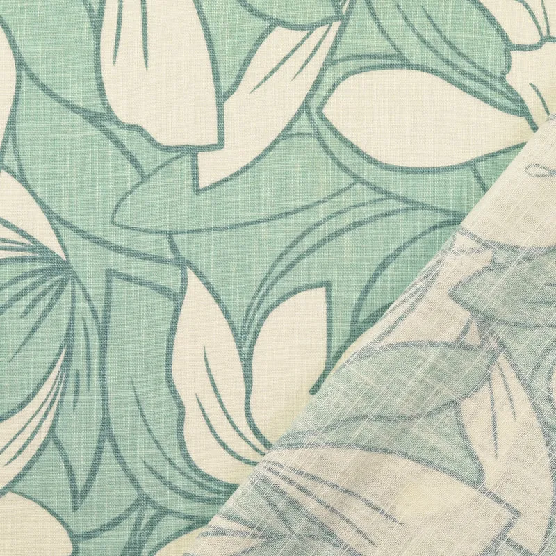 No. 1630Leinenmischung Blumenprint mint | 0.90m