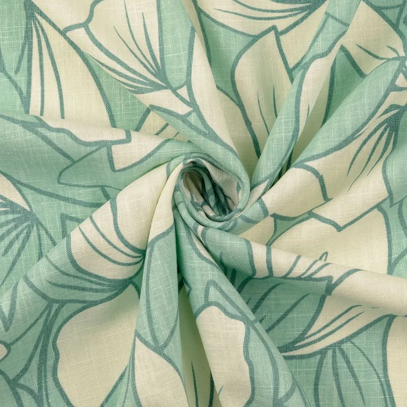 No. 1630Leinenmischung Blumenprint mint | 0.90m