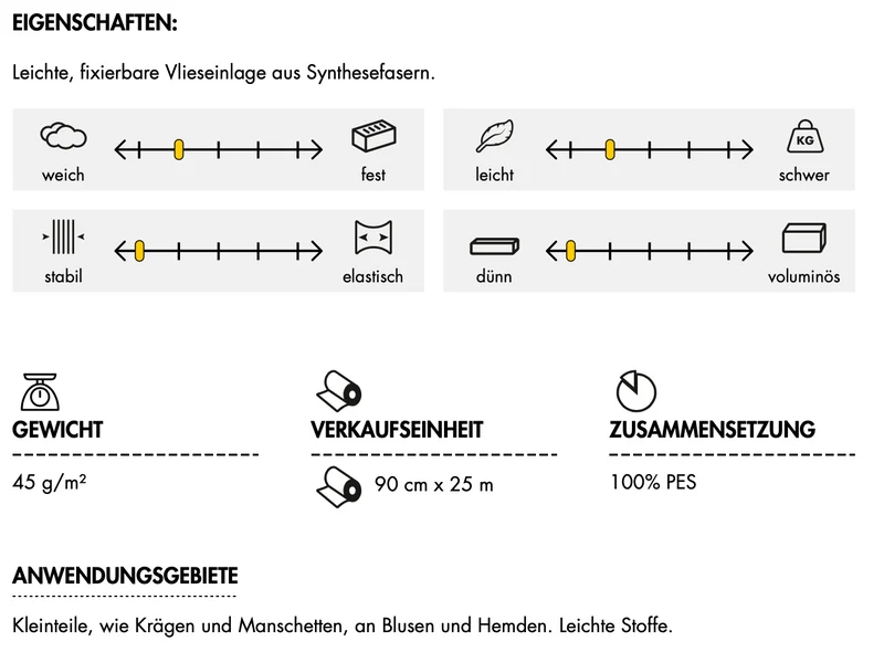 Gewebeeinlage Vlieseline ® H200 softline schwarz