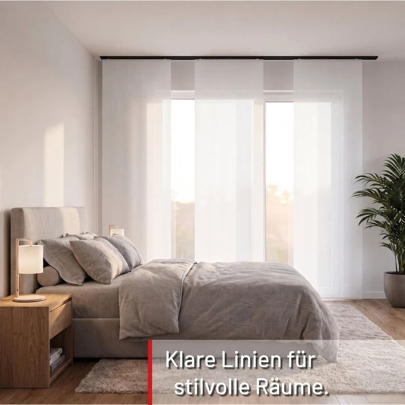 Gardinenschiene Innenlauf auf Maß 1-läufig Schwarz - Serie Minimal