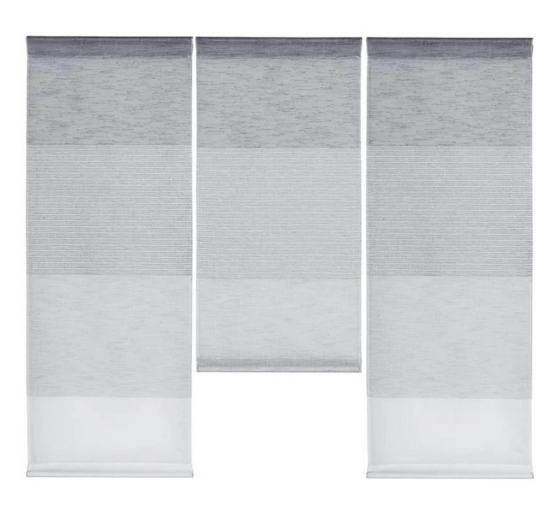 Design Mini Flächenvorhang Set grau weiß Scheibengardine 4112-02