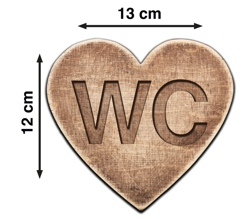 Alu Dibond Herz WC Türschild 13x12cm